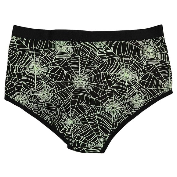 NWT TORRID Brief Pantie Sz 2X Black Jersey Green Spider Webs - Picture 2 of 4